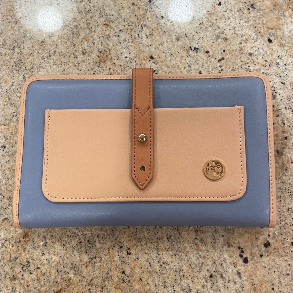 New Spartina Daufuskie Island Blue Tan Women's Leather Wallet Card Slots Nwot